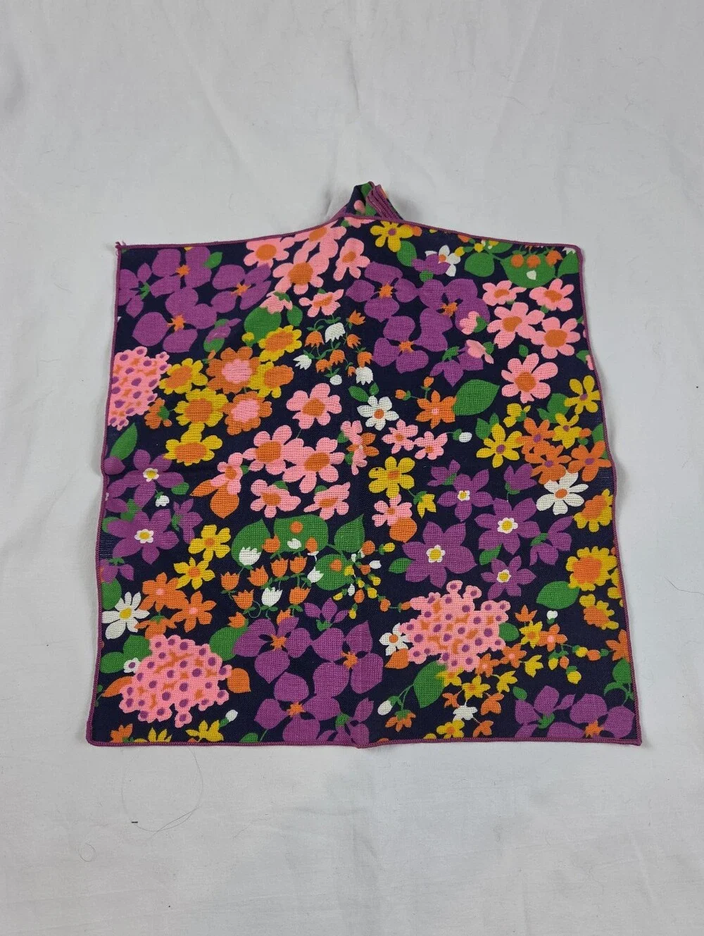Vintage 70s Bright Floral Cloth Napkins Set of 4
